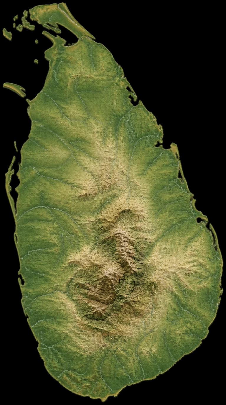 Relief map of Sri Lanka