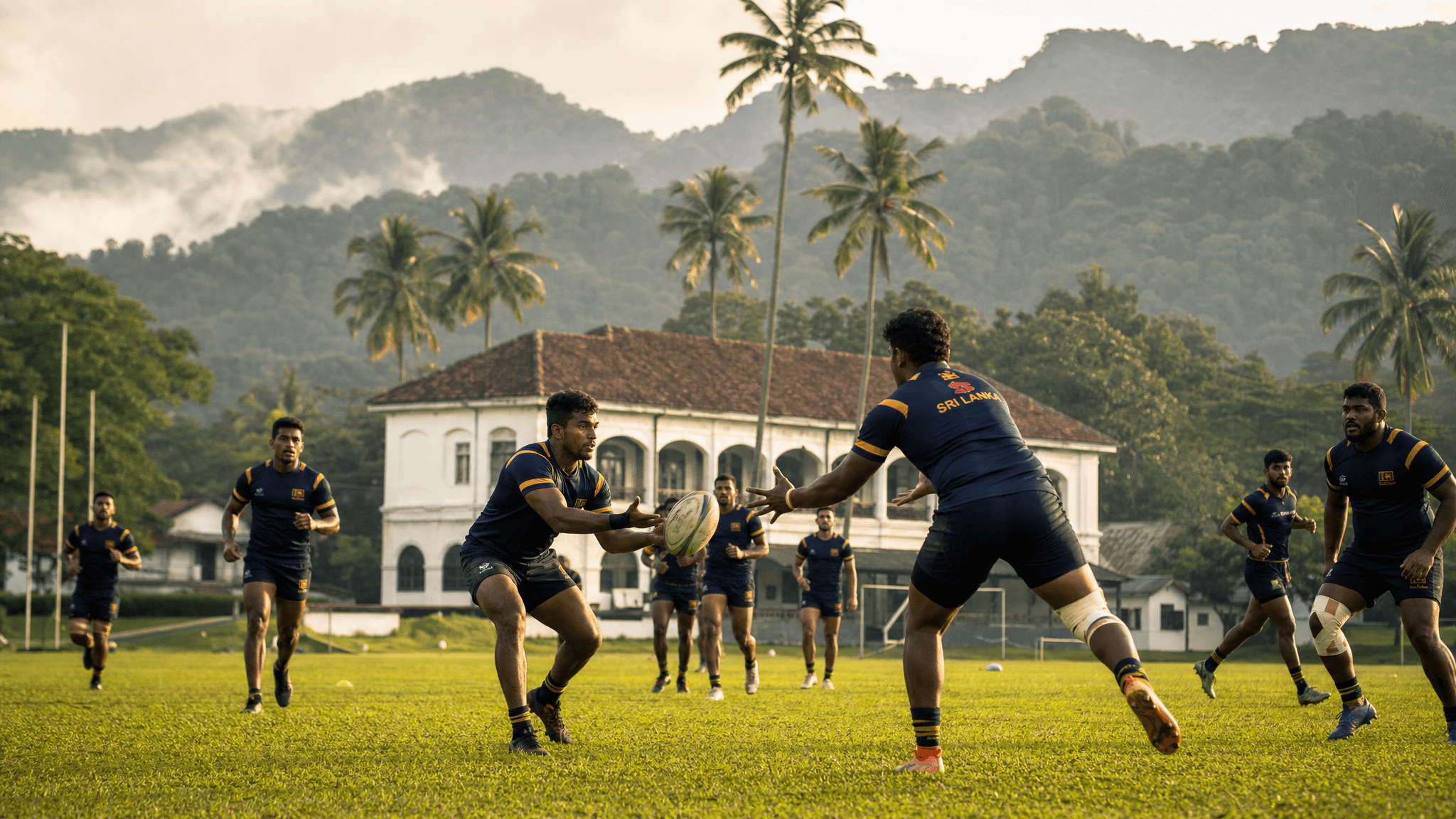 Rugby tour group in Sri Lanka